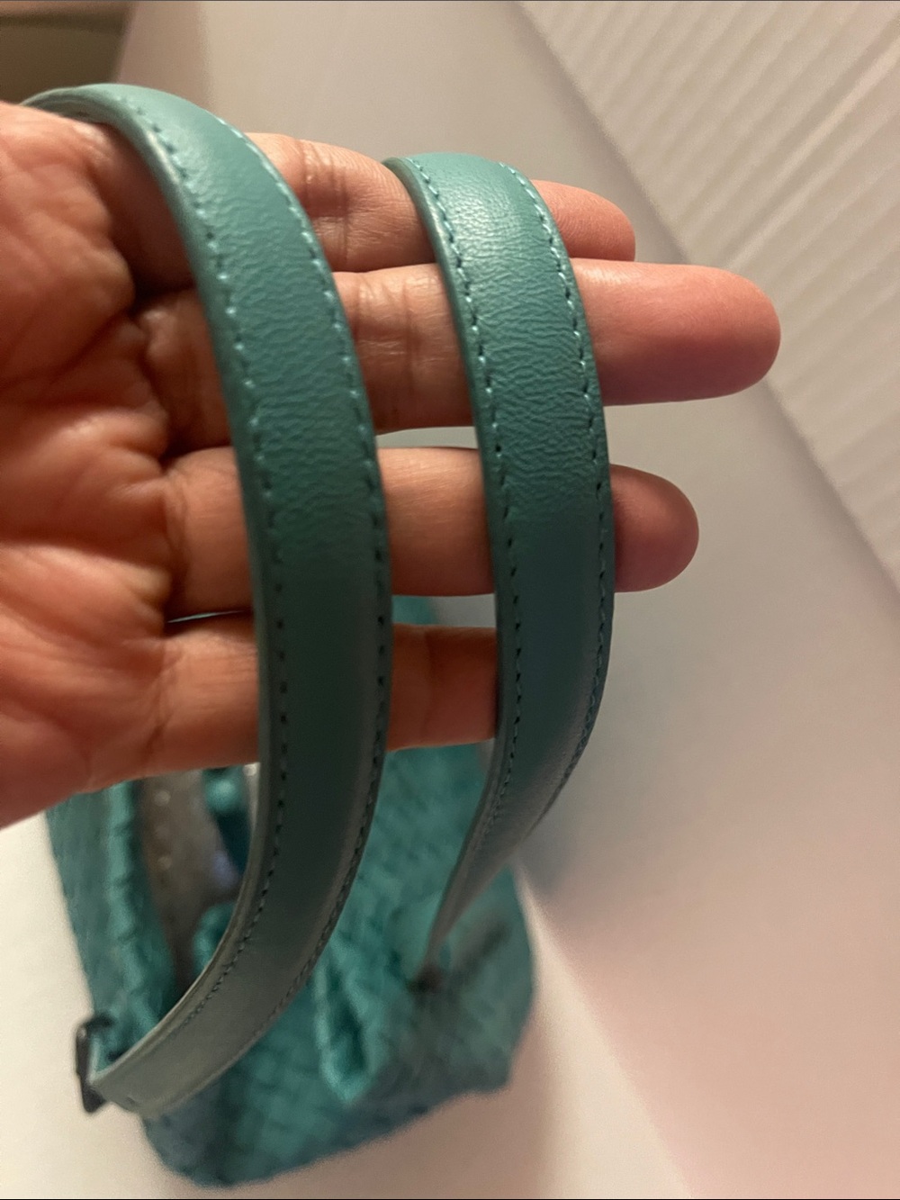 Bottega Veneta Teal Woven Shoulder Bag - Picture 6 of 6